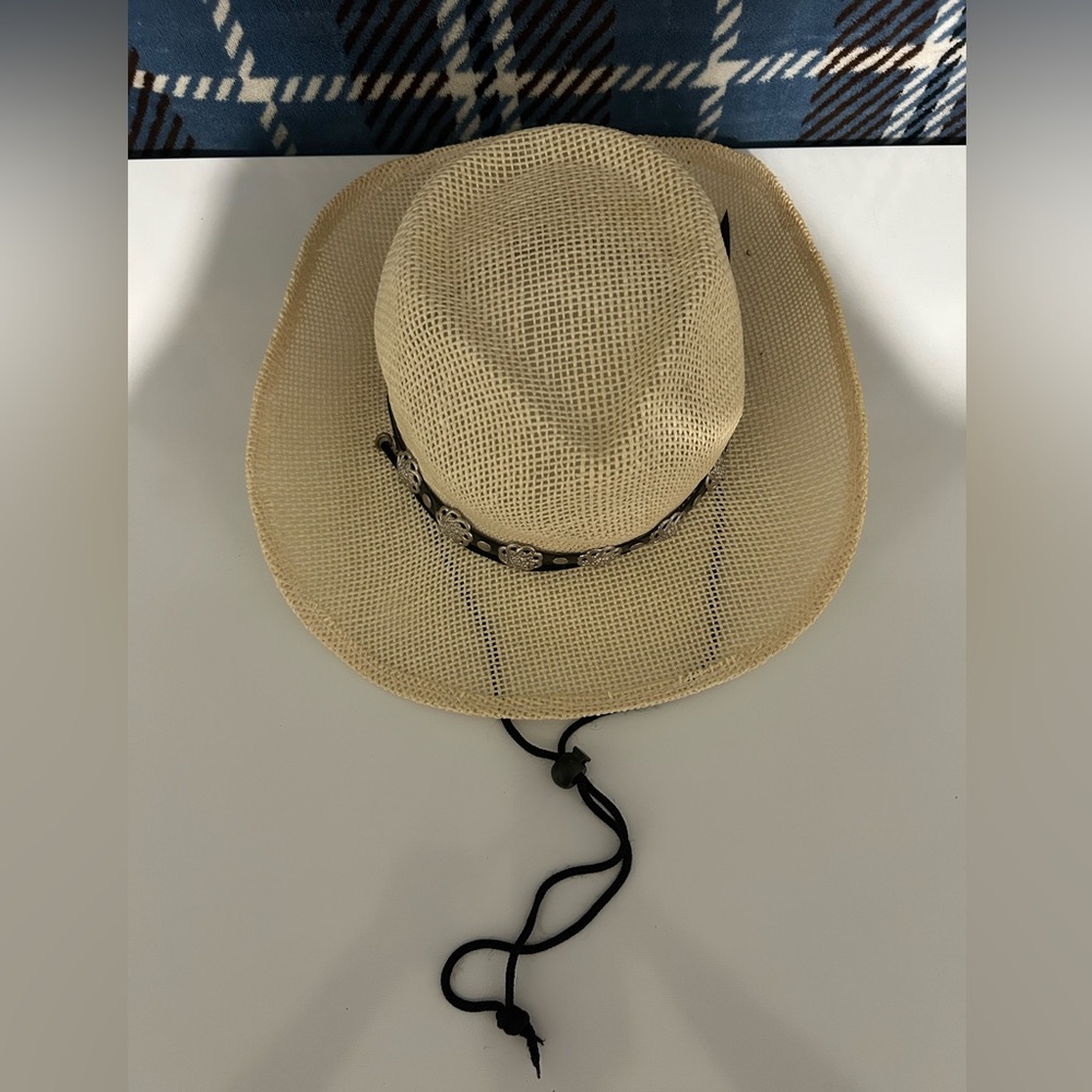 Ladies’ Cream Color Paper Sun Beach Hat Boho One Sz